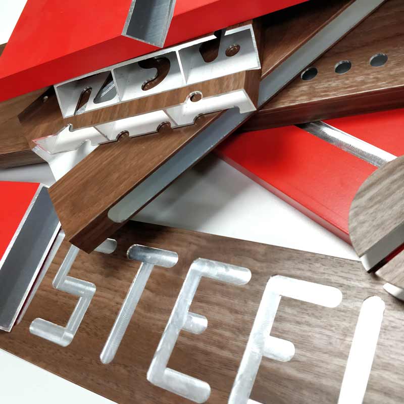 Exemples d’usinages possibles sur profils aluminium enrobés ou prélaqués