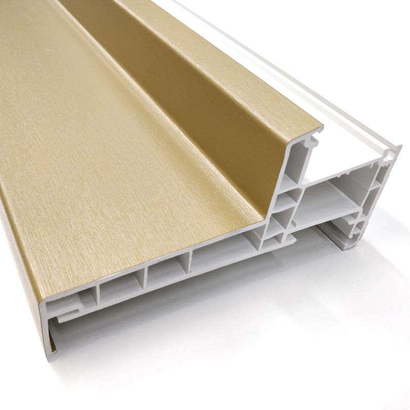 Plaxage film PVC Coloris Laiton Brossé sur Profil PVC Extrudé dormant appui de fenêtre