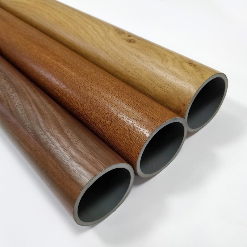 Plaxage film PVC Coloris Bois sur Profil PVC Extrudé diamètre 50mm standard